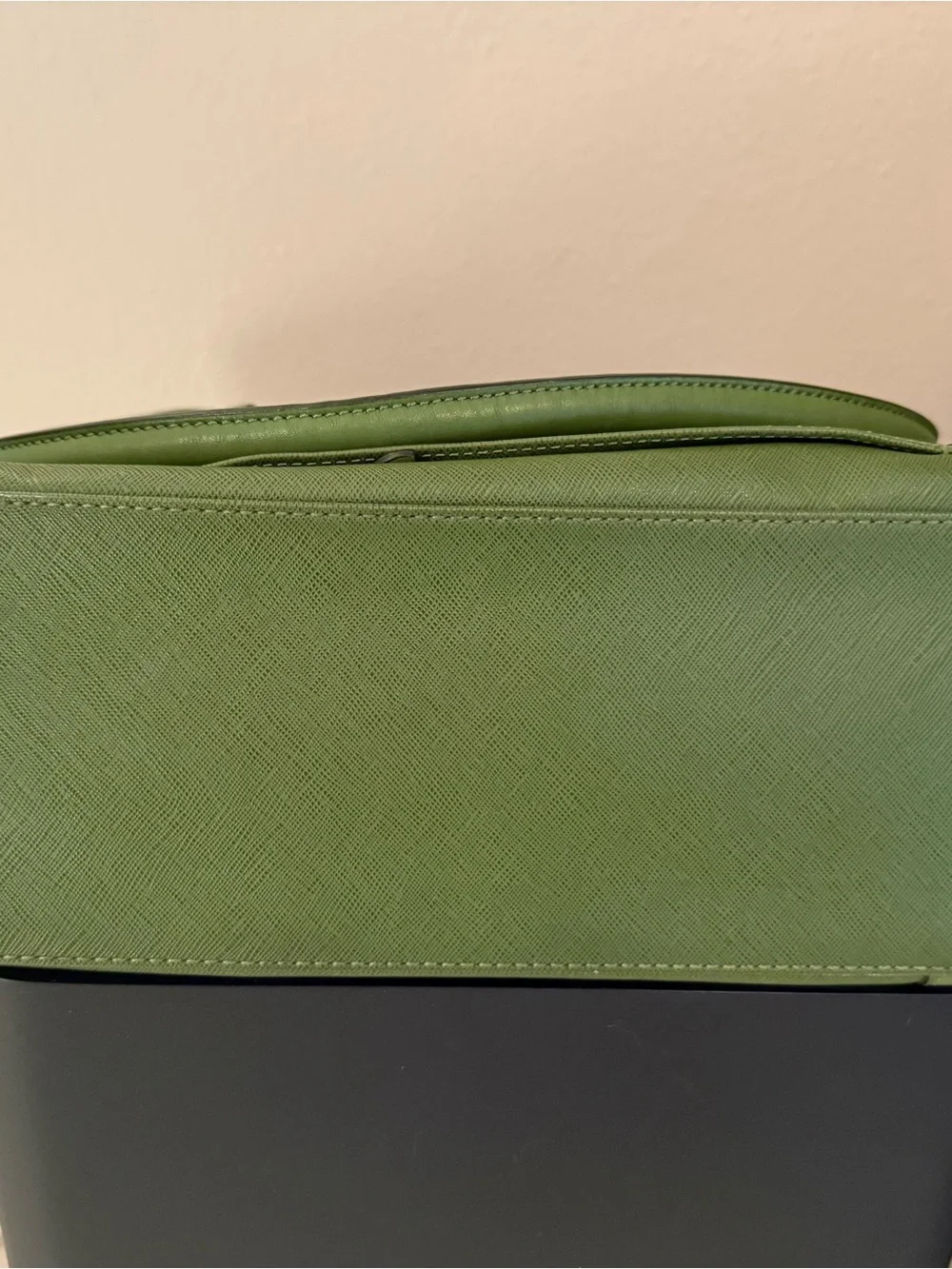 Tumi Green Tote with Tortoiseshell Tag, lots of pockets and laptop holder